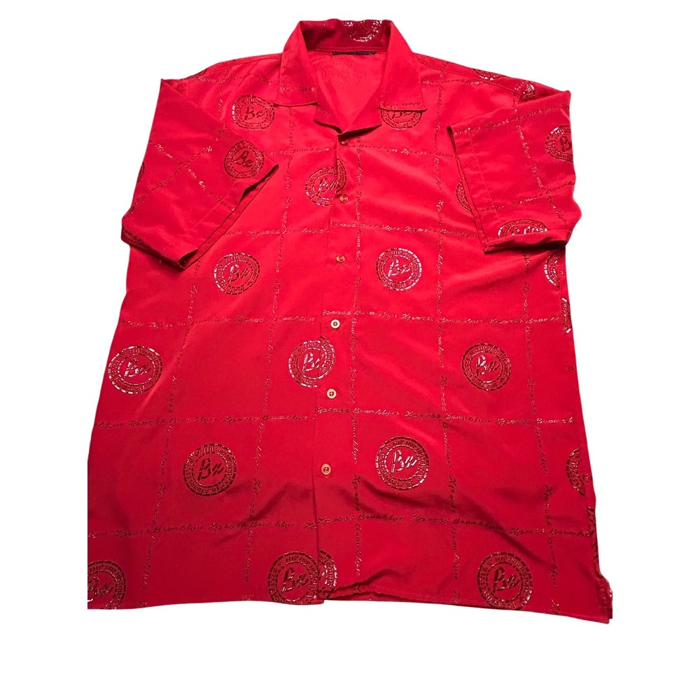 Platinum FUBU Red Hip Hop History Brooklyn Xpress‎ Button Down Shirt Mens XL